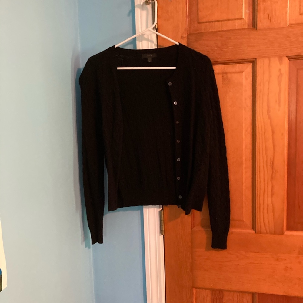 Black j crew cable knit cardigan